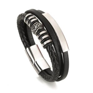 bracelets fashion 100% cuir tissés et anneau acier pour hommes. LIVRAISON DAKAR - SENEGAL