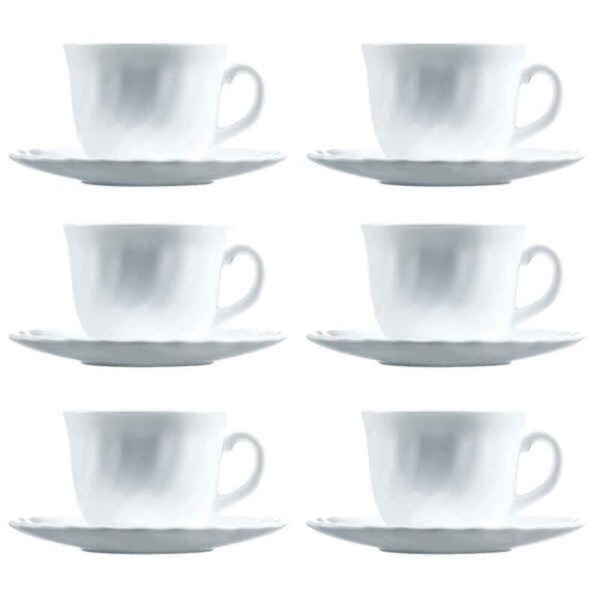 ensemble de mugs avec soucoupes luminarc trianon 6 pcs verre blanc 22 cl- Dakar Sénégal