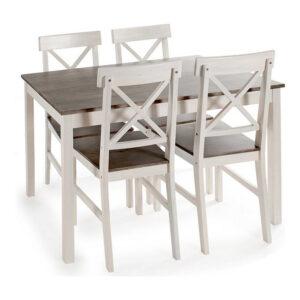 ensemble de table avec 4 chaises en bois de tremble gris blanc 5 pcs- Dakar Sénégal
