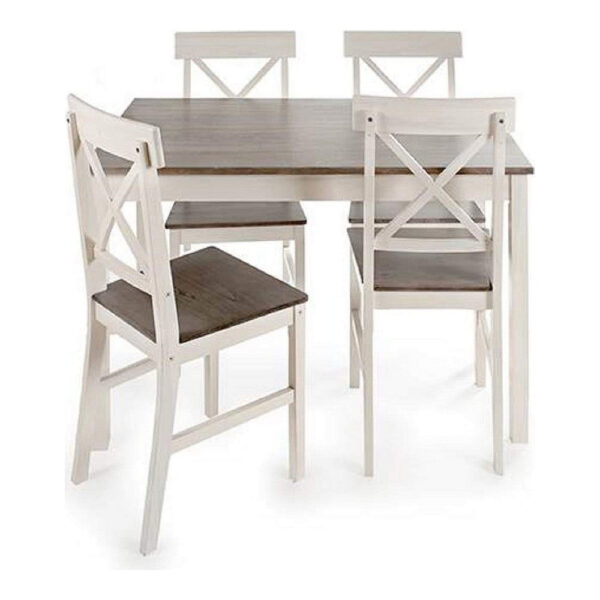 ensemble de table avec 4 chaises en bois de tremble gris blanc 5 pcs- Dakar Sénégal