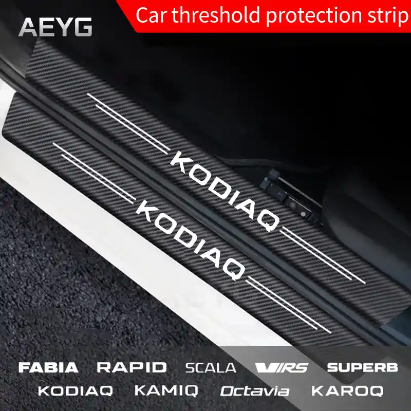 Autocollants de protection de seuil de porte de voiture, en Fiber de  carbone, accessoires de style