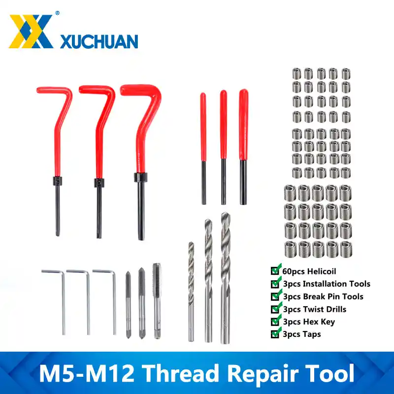 Kit de réparation pour filetages 131 pièces - M5 à M12