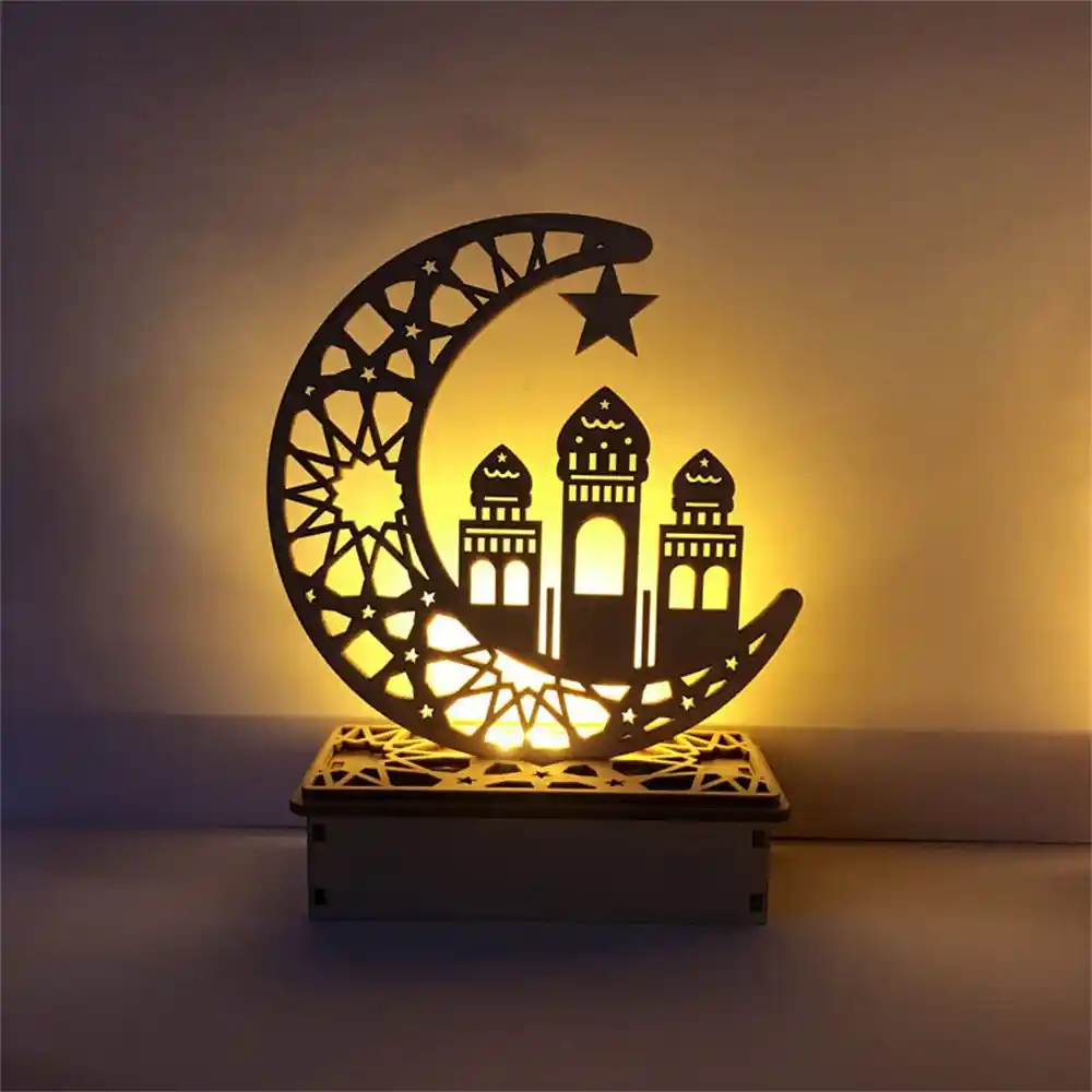Ramadan eid mubarak décorations pour la maison lune led bougies lumière  plaque en bois - SENEGAL ELECTROMENAGER