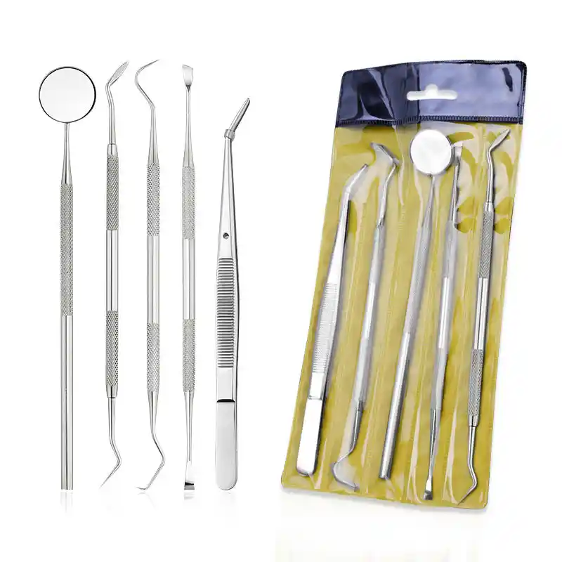 Outil de soins bucco-dentaires pour miroir dentaire en acier inoxydable 5  pièces-ensemble pour le nettoyage - SENEGAL ELECTROMENAGER
