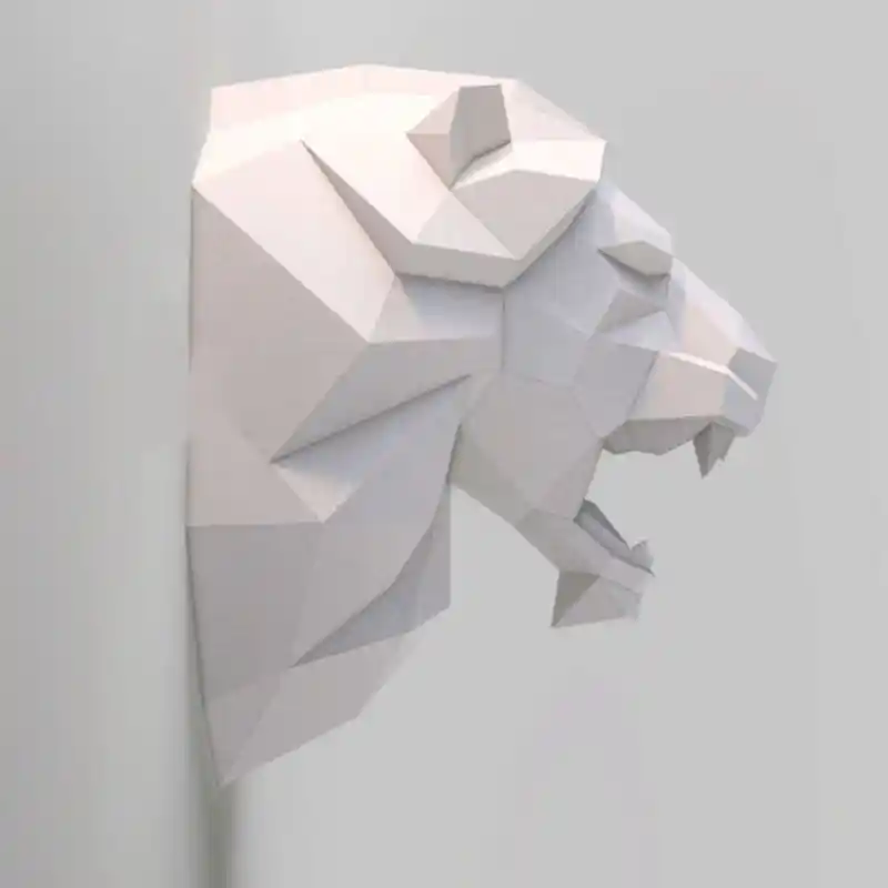 Tête de lion 3d papier modèle animal sculpture papercraft diy